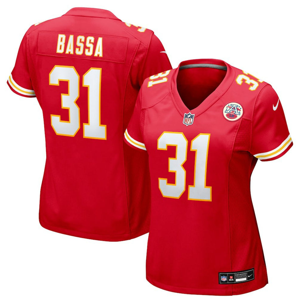 Jeffrey Bassa Kansas City Chiefs Women's Team Game Jersey - Red Jerseys