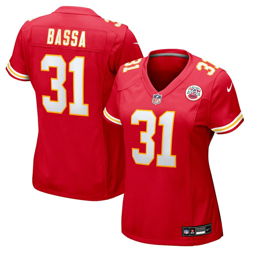 Jeffrey Bassa Kansas City Chiefs Women's Team Game Jersey - Red Jerseys