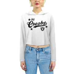 Maxx Crosby Las Vegas Raiders Majestic Threads Women's Glitter Wordmark Hoodie - White Hoodies