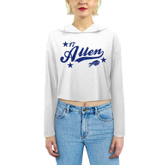 Josh Allen Buffalo Bills Majestic Threads Women's Glitter Wordmark Hoodie - White Hoodies