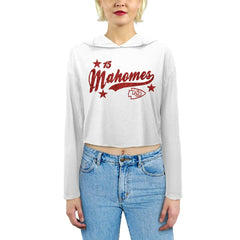 Patrick Mahomes Kansas City Chiefs Majestic Threads Women's Glitter Wordmark Hoodie - White Hoodies