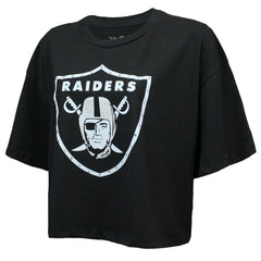 Maxx Crosby Las Vegas Raiders Majestic Threads Women's Swarovski Crystals Boxy Cropped Name & Number T-Shirt - Black T-shirts