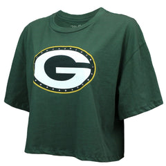 Jordan Love Green Bay Packers Majestic Threads Women's Swarovski Crystals Boxy Cropped Name & Number T-Shirt - Green T-shirts