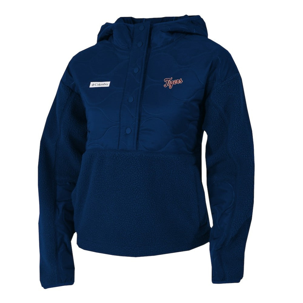Detroit Tigers Columbia Women's Cloud Point Hooded Fleece Half-Snap Pullover Jacket - Navy Jackets