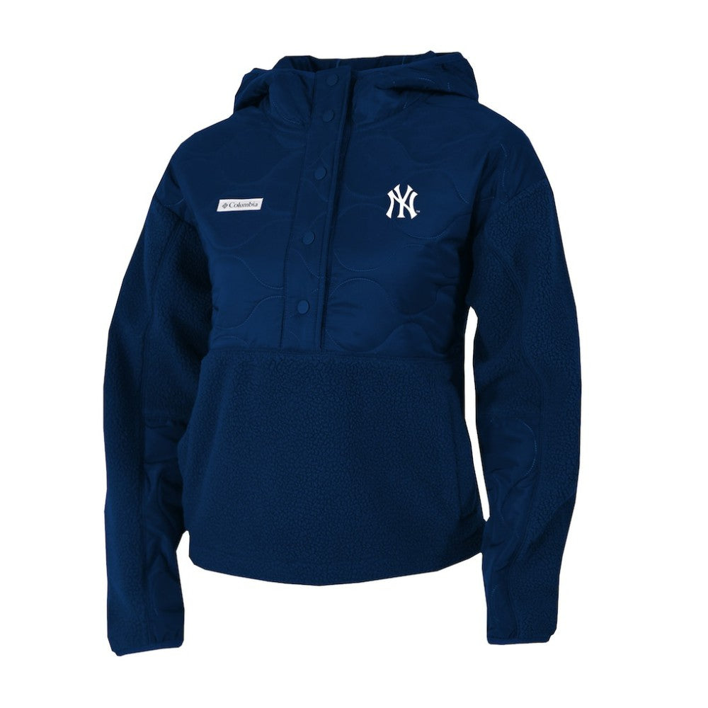 New York Yankees Columbia Women's Cloud Point Hooded Fleece Half-Snap Pullover Jacket - Navy Jackets