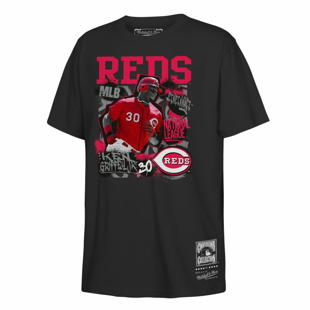 Ken Griffey Jr. Cincinnati Reds Mitchell & Ness Youth Cooperstown Star Moment T-Shirt - Black T-shirts