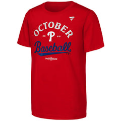 Philadelphia Phillies Fanatics Youth 2025 MLB Postseason Locker Room T-Shirt - Red T-shirts