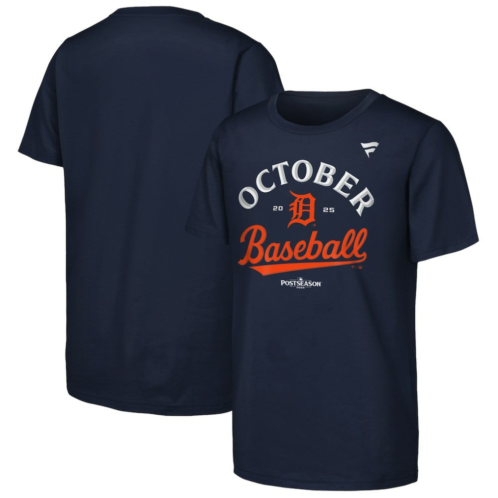 Detroit Tigers Fanatics Youth 2025 MLB Postseason Locker Room T-Shirt - Navy T-shirts