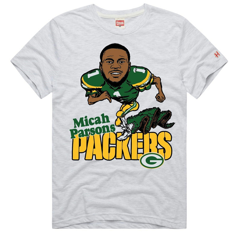 Micah Parsons Green Bay Packers Homage Unisex Caricature Player Graphic Tri-Blend T-Shirt - Ash T-shirts