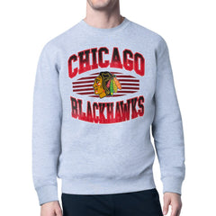 Chicago Blackhawks Starter Team Grit Graphic Fleece Pullover Sweatshirt - Gray | US 203448430