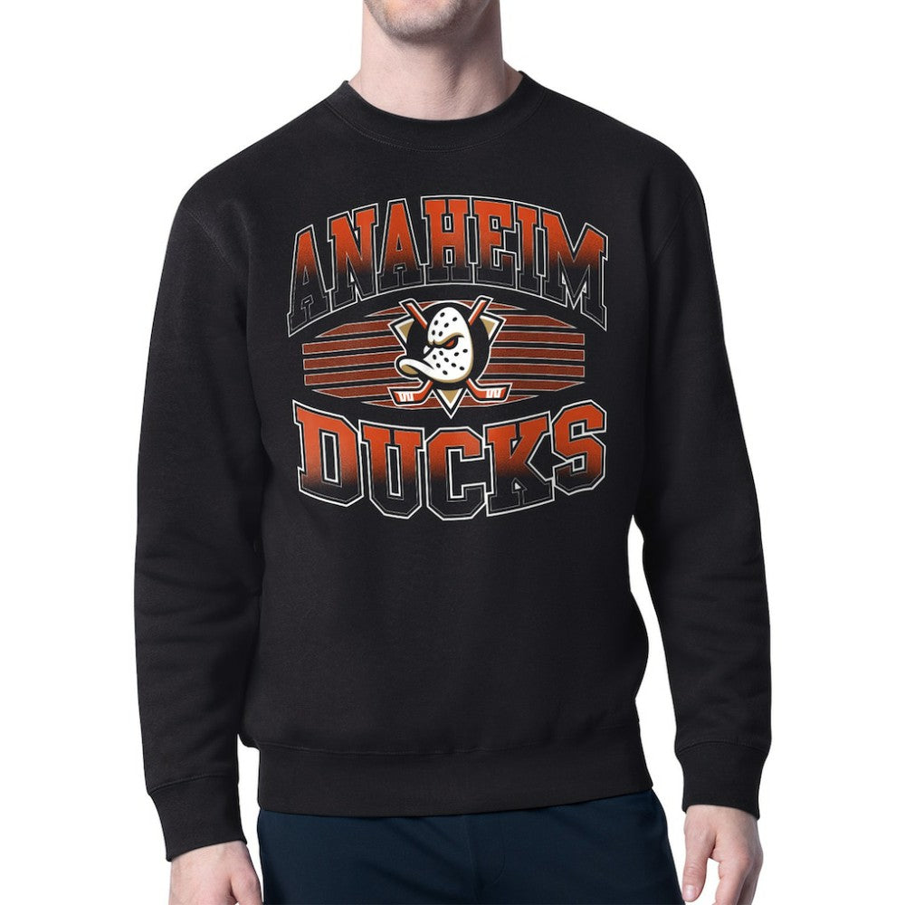 Anaheim Ducks Starter Team Grit Graphic Fleece Pullover Sweatshirt - Black | US 203448436