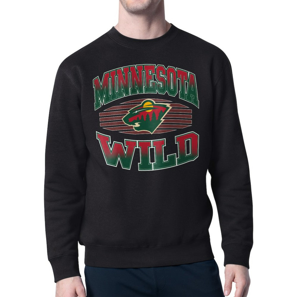 Minnesota Wild Starter Team Grit Graphic Fleece Pullover Sweatshirt - Black | US 203448441