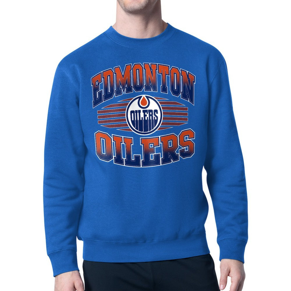 Edmonton Oilers Starter Team Grit Graphic Fleece Pullover Sweatshirt - Royal | US 203448457
