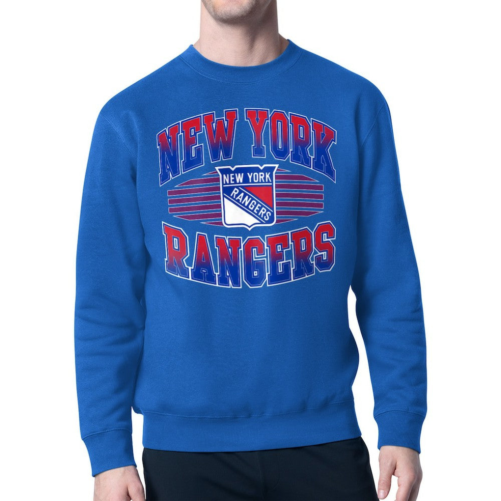 New York Rangers Starter Team Grit Graphic Fleece Pullover Sweatshirt - Blue | US 203448459