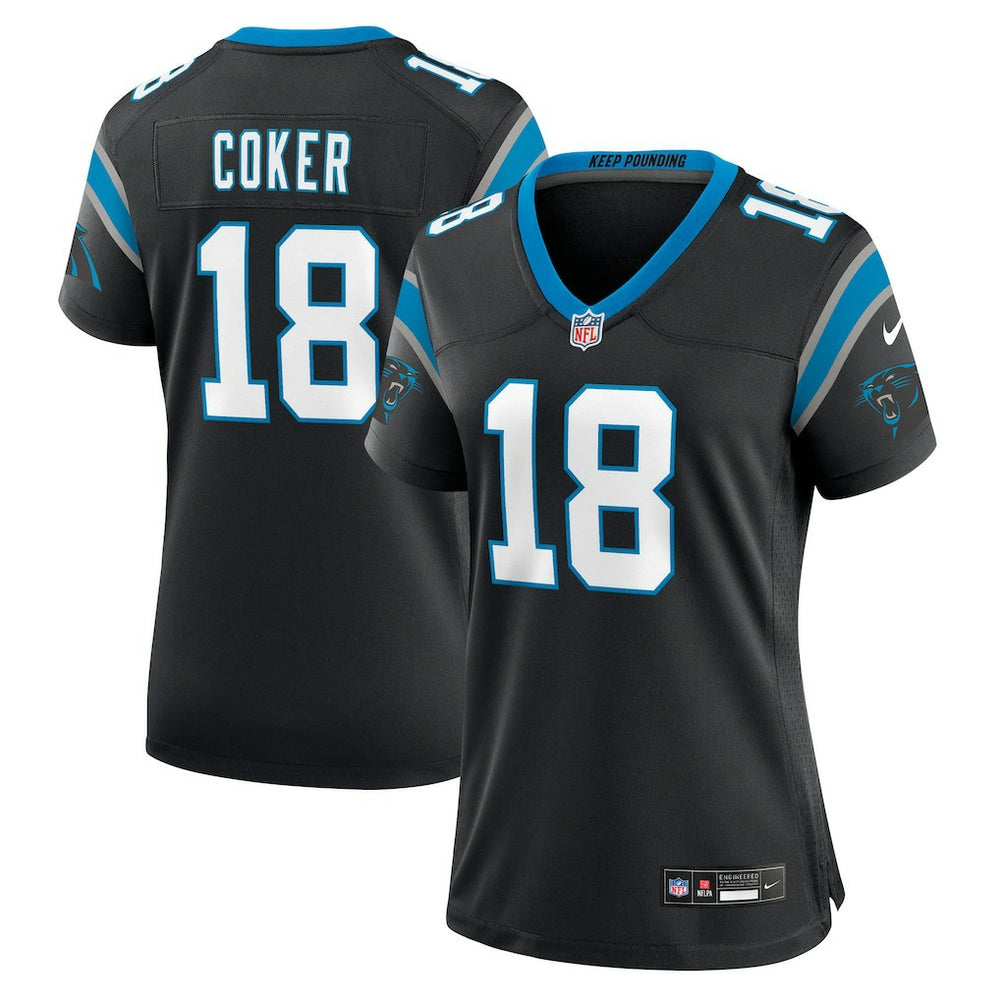 Jalen Coker Carolina Panthers Women's Team Game Jersey - Black Jerseys