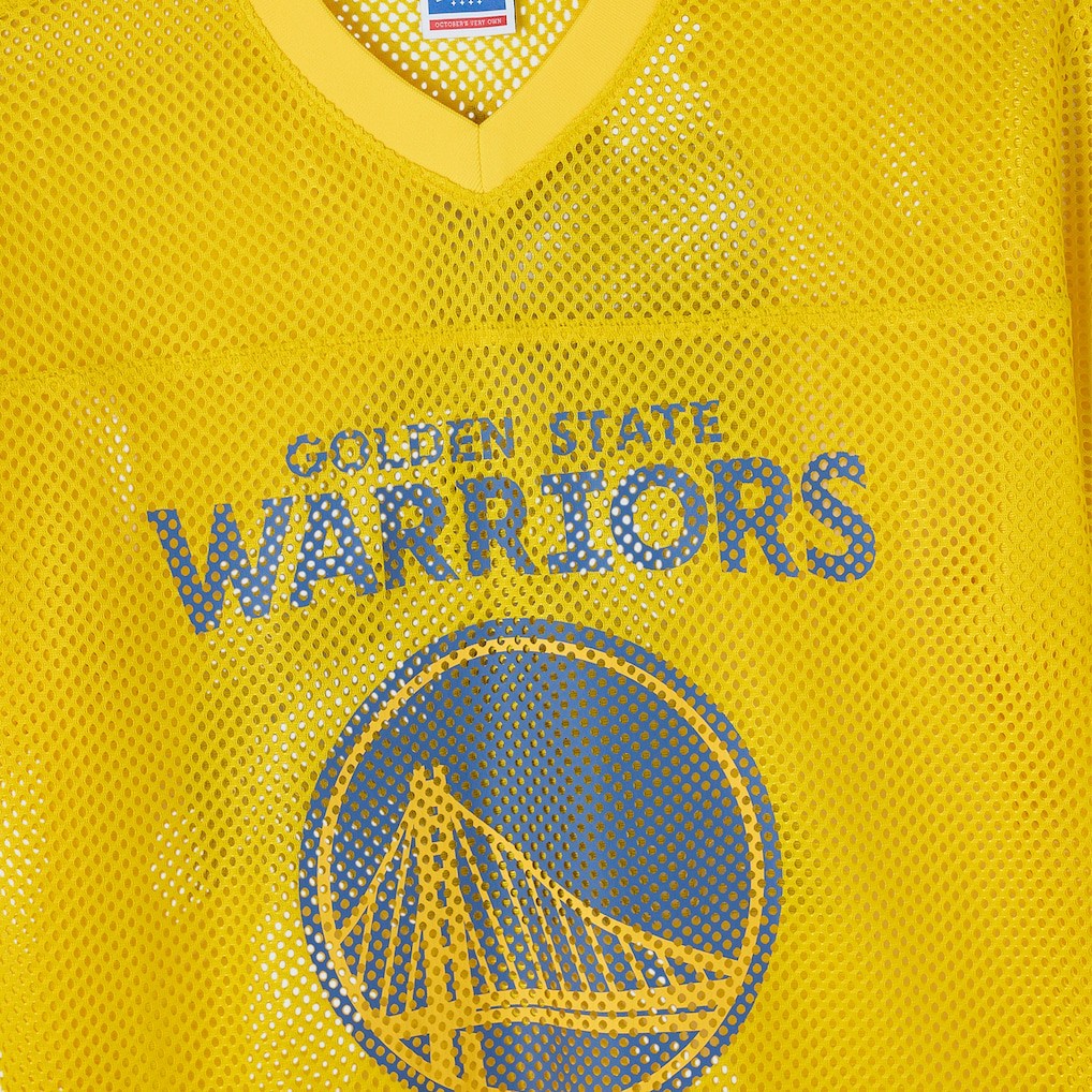 Golden State Warriors OVO x NBA Mesh Football Fashion Jersey Gold