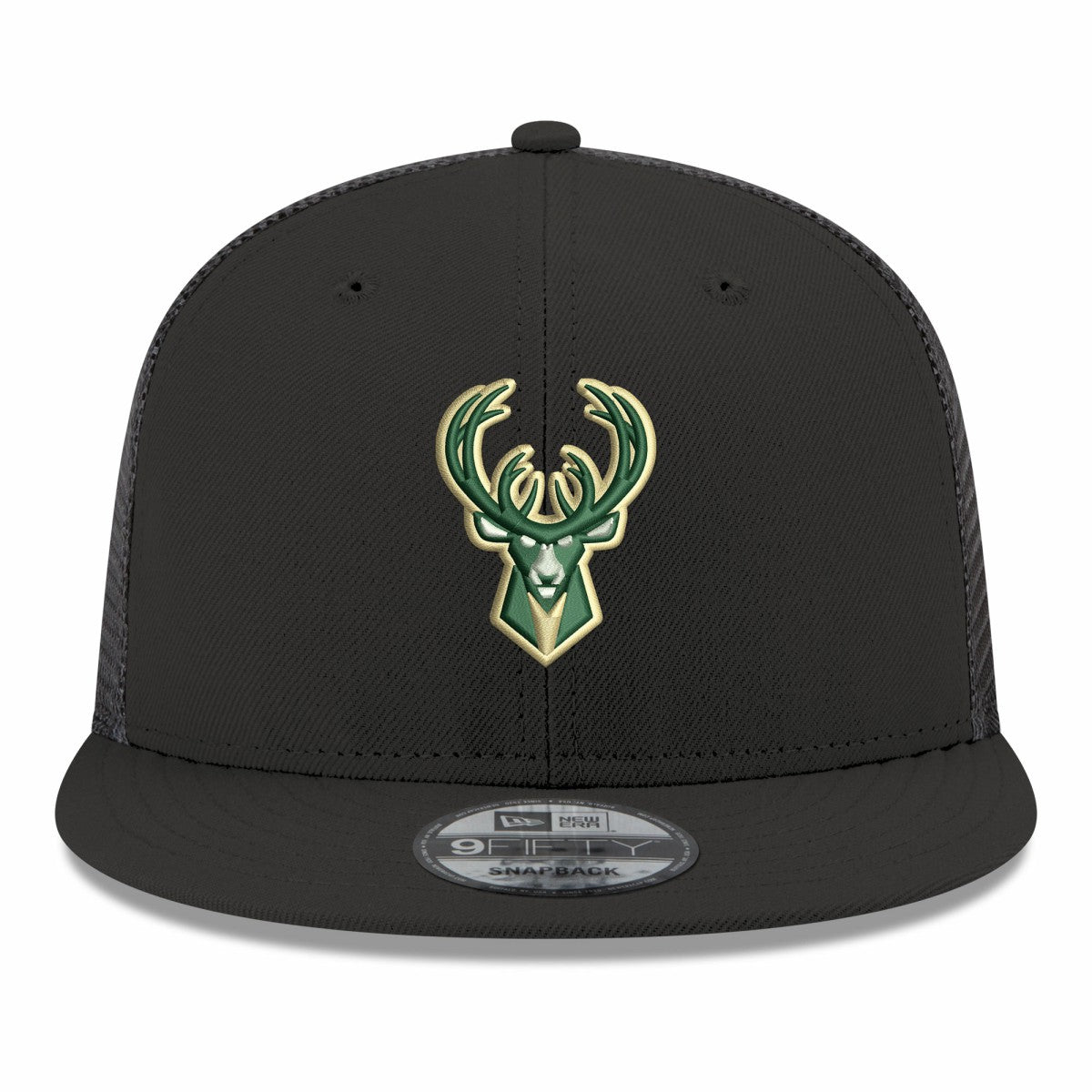 Milwaukee Bucks Core Logo Meshback 9FIFTY Snapback Hat Black - New Era