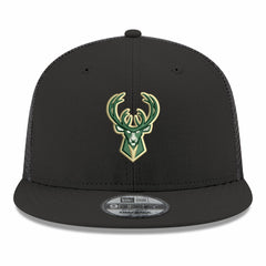 Milwaukee Bucks Core Logo Meshback 9FIFTY Snapback Hat Black - New Era