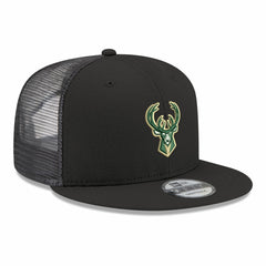 Milwaukee Bucks Core Logo Meshback 9FIFTY Snapback Hat Black - New Era