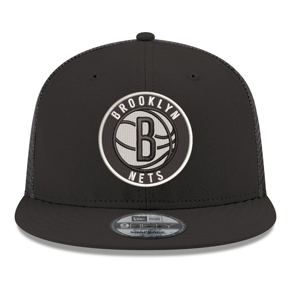 Brooklyn Nets Core Logo Meshback 9FIFTY Snapback Hat Black - New Era