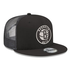 Brooklyn Nets Core Logo Meshback 9FIFTY Snapback Hat Black - New Era