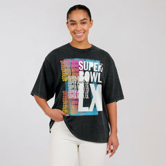 Super Bowl LX WEAR by Erin Andrews Women's Vintage Boyfriend T-Shirt - Black T-shirts