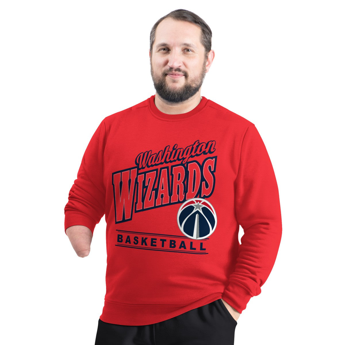 Washington Wizards G-III Sports by Carl Banks Adaptive Headliner Fleece Crewneck Sweatshirt Red