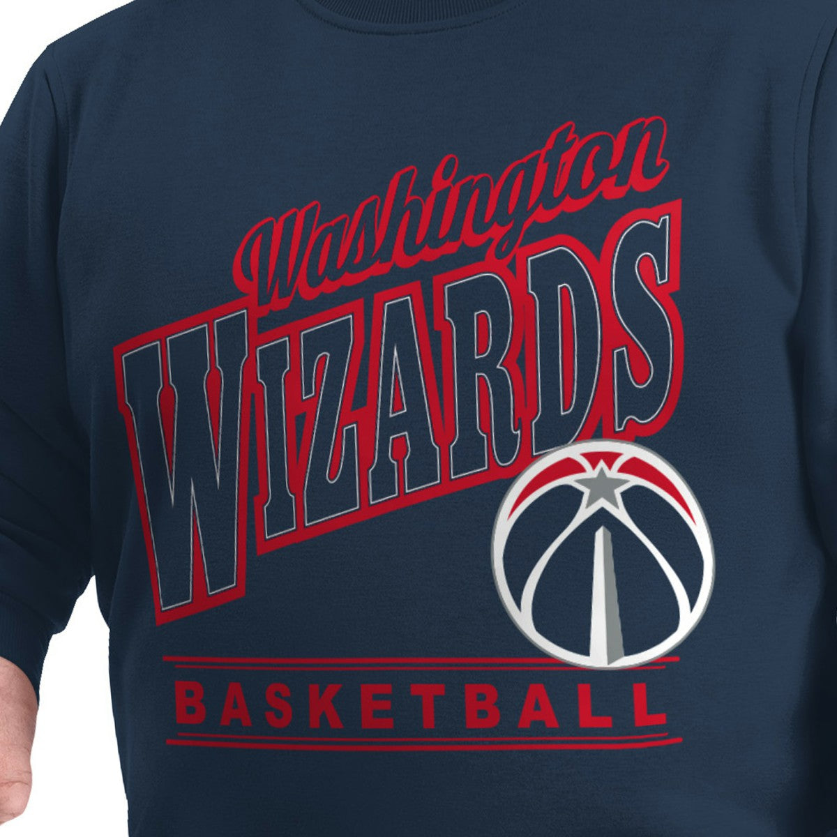 Washington Wizards G-III Sports by Carl Banks Adaptive Headliner Fleece Crewneck Sweatshirt Navy
