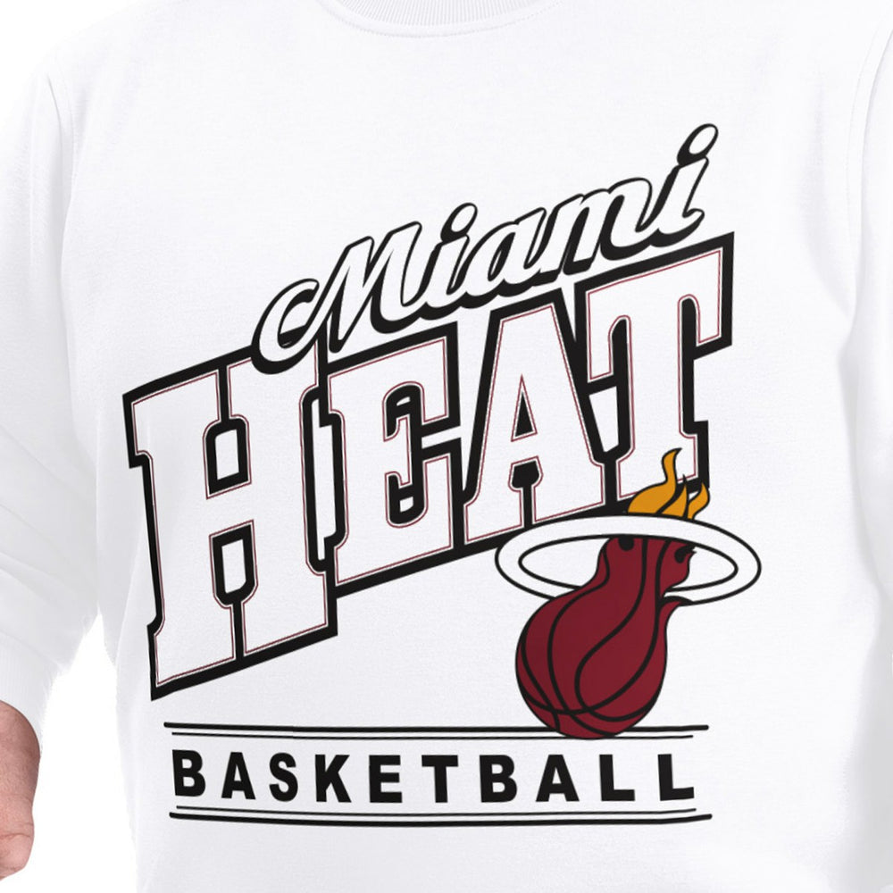 Miami Heat G-III Sports by Carl Banks Adaptive Headliner Fleece Crewneck Sweatshirt White