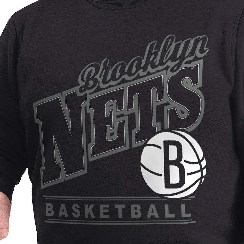Brooklyn Nets G-III Sports by Carl Banks Adaptive Headliner Fleece Crewneck Sweatshirt Black