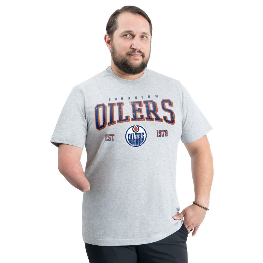 Edmonton Oilers G-III Sports by Carl Banks Adaptive Classic Team Graphic T-Shirt - Gray | US 203456429