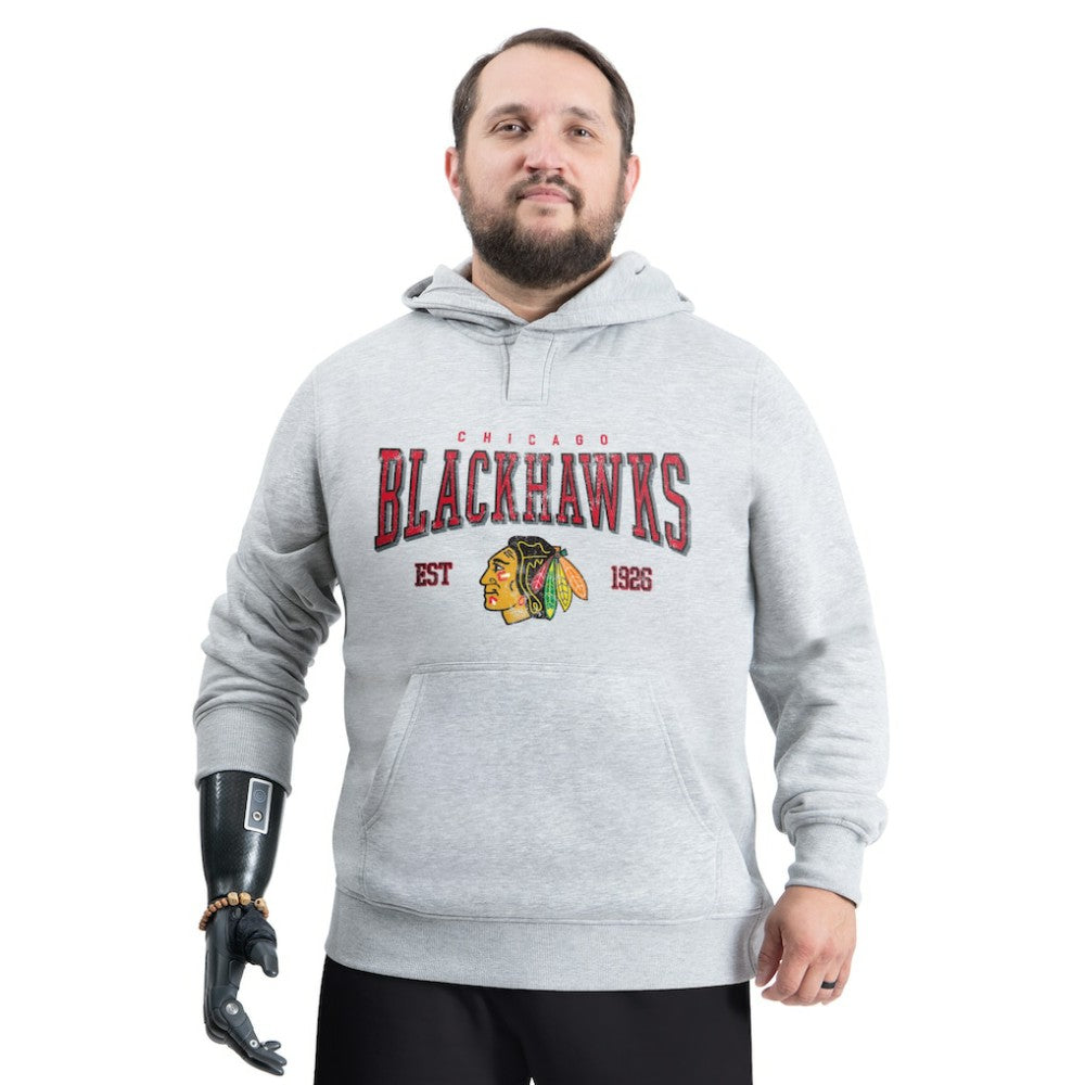 Chicago Blackhawks G-III Sports by Carl Banks Adaptive Classic Team Spirit Fleece Hoodie - Gray | US 203456463