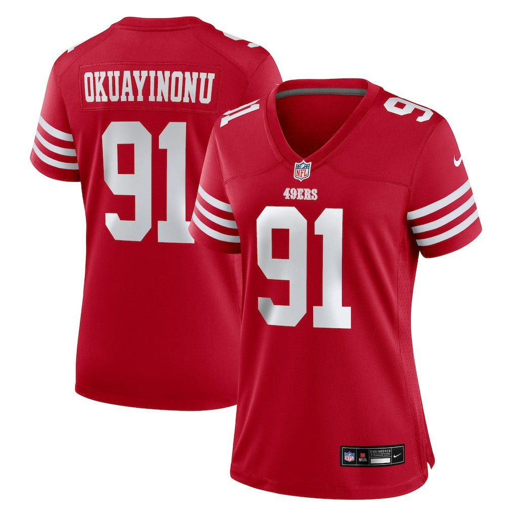 Sam Okuayinonu San Francisco 49ers Women's Team Game Jersey - Scarlet Jerseys