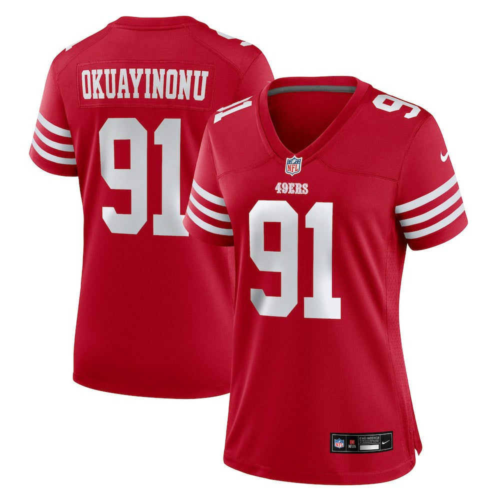 Sam Okuayinonu San Francisco 49ers Women's Team Game Jersey - Scarlet Jerseys
