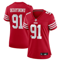 Sam Okuayinonu San Francisco 49ers Women's Team Game Jersey - Scarlet Jerseys