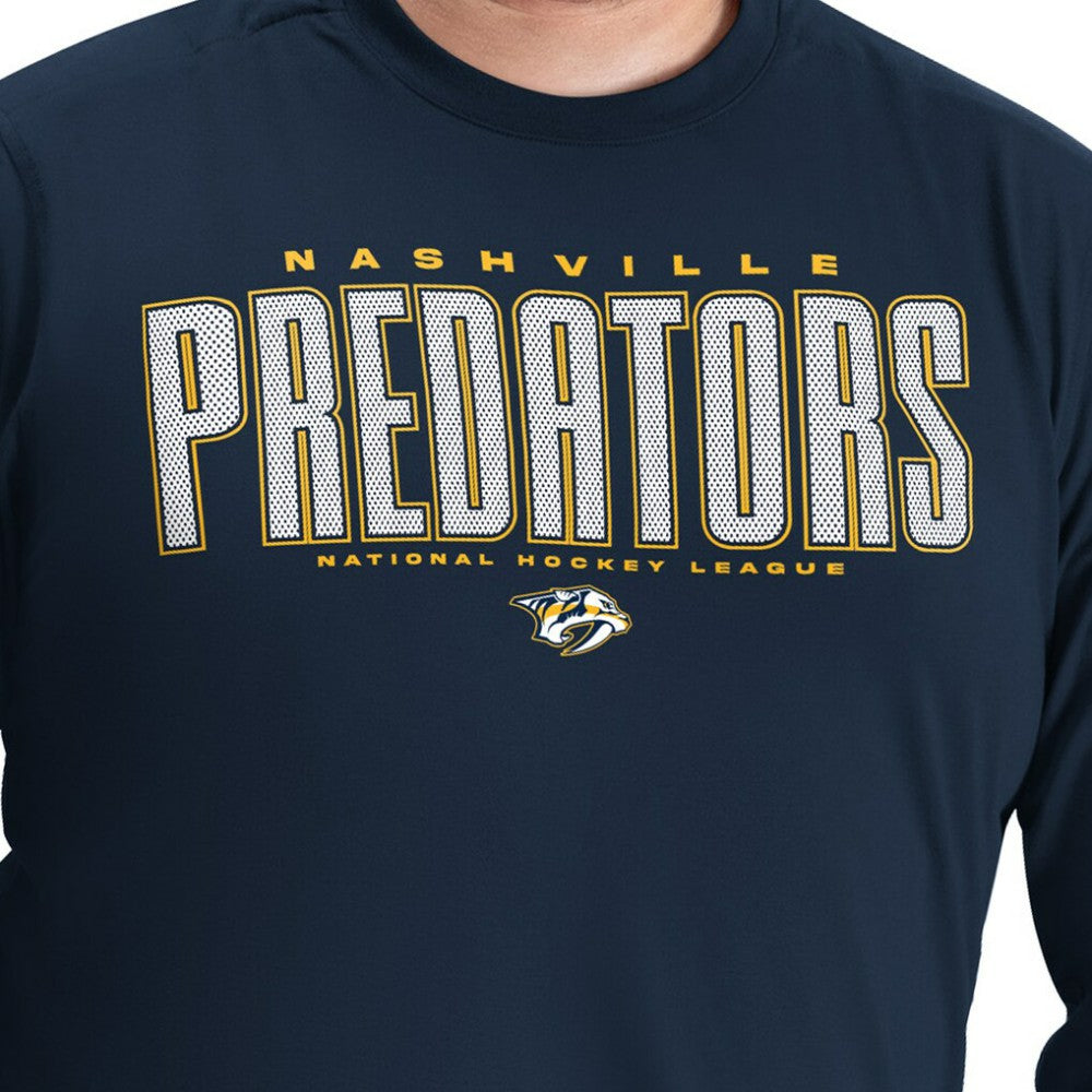 Nashville Predators G-III Sports by Carl Banks Adaptive Mesh Effect Long Sleeve T-Shirt - Navy | US 203456833