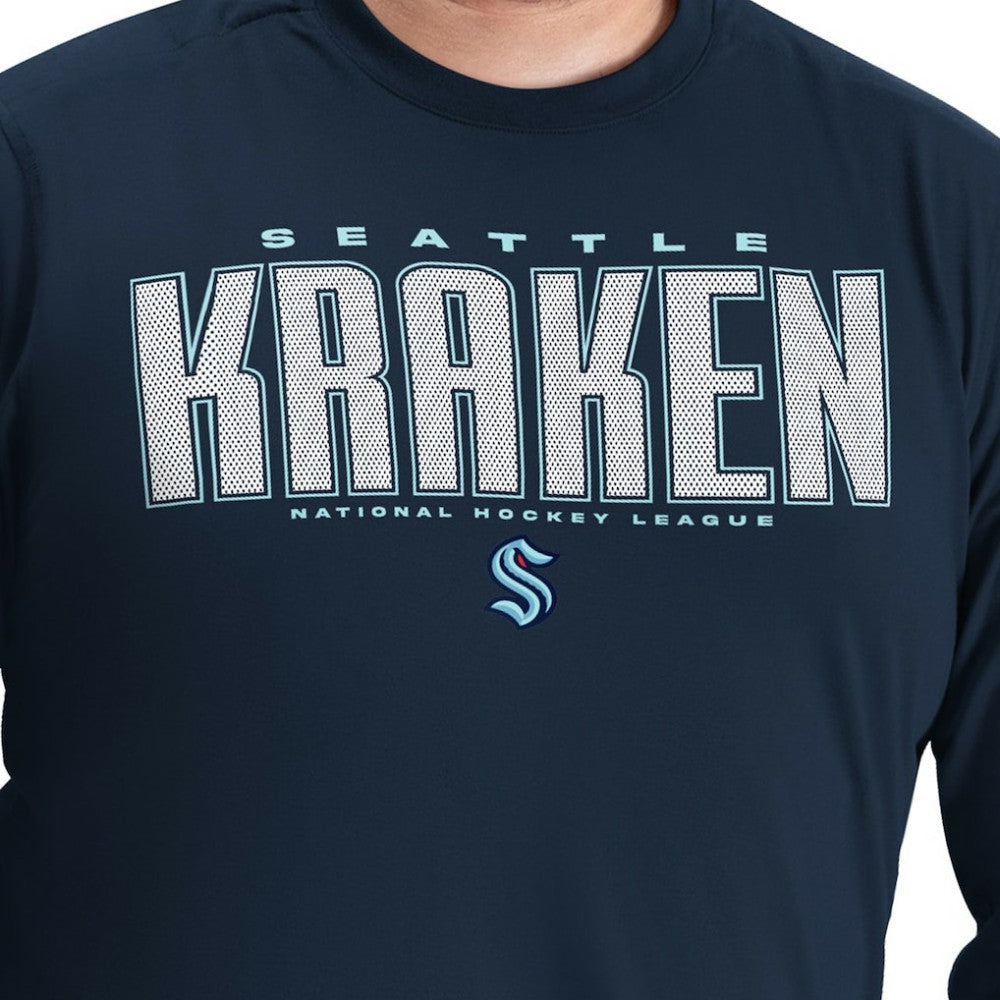 Seattle Kraken G-III Sports by Carl Banks Adaptive Mesh Effect Long Sleeve T-Shirt - Deep Sea Blue | US 203456834