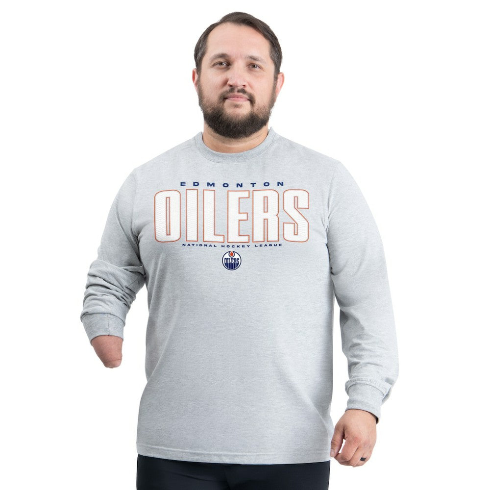 Edmonton Oilers G-III Sports by Carl Banks Adaptive Mesh Effect Long Sleeve T-Shirt - Gray | US 203456849