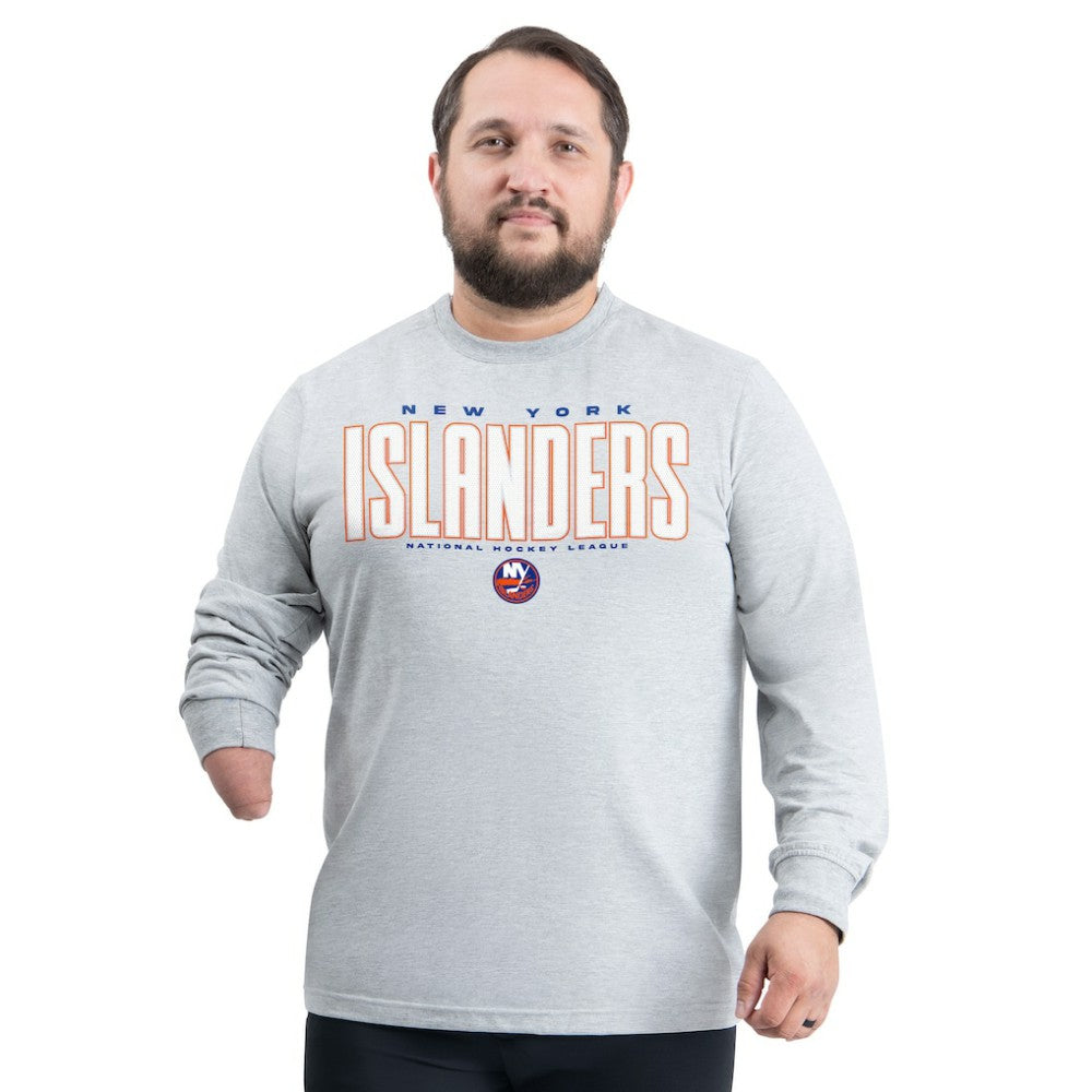 New York Islanders G-III Sports by Carl Banks Adaptive Mesh Effect Long Sleeve T-Shirt - Gray | US 203456851
