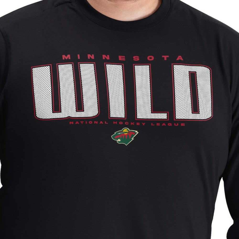 Minnesota Wild G-III Sports by Carl Banks Adaptive Mesh Effect Long Sleeve T-Shirt - Black | US 203456855