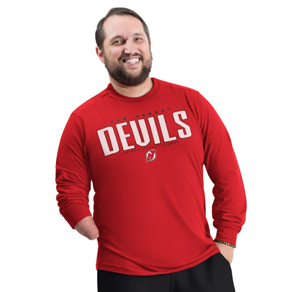 New Jersey Devils G-III Sports by Carl Banks Adaptive Mesh Effect Long Sleeve T-Shirt - Red | US 203456856