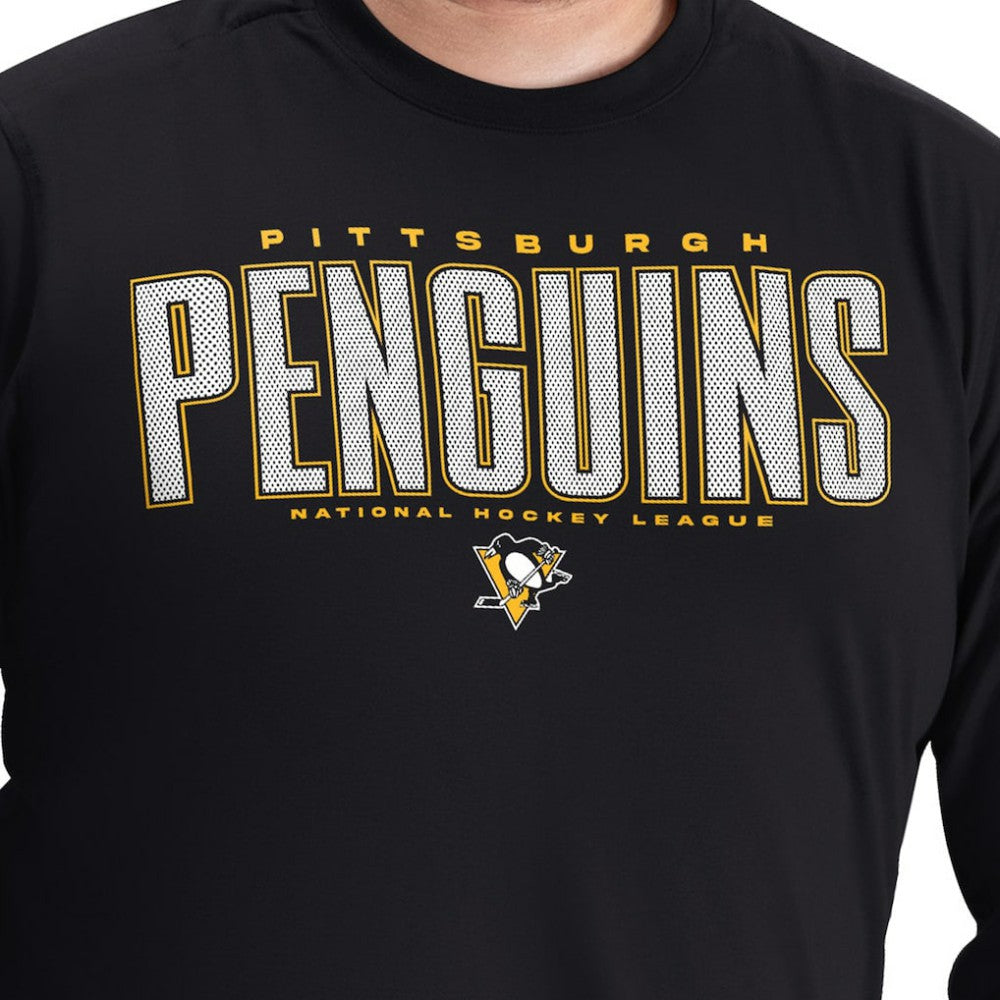 Pittsburgh Penguins G-III Sports by Carl Banks Adaptive Mesh Effect Long Sleeve T-Shirt - Black | US 203456861
