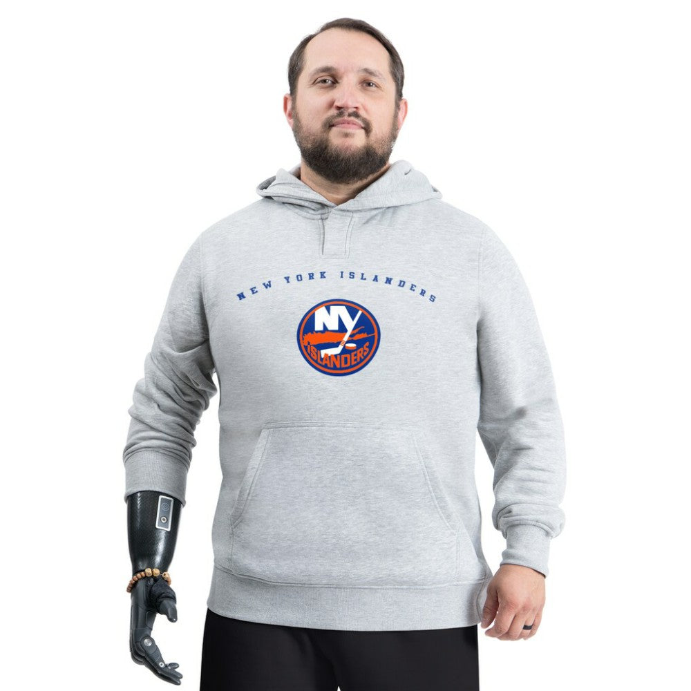 New York Islanders G-III Sports by Carl Banks Adaptive Classic Team Arc Fleece Hoodie - Gray | US 203456990