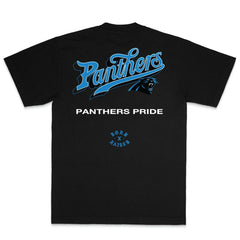 Carolina Panthers Born x Raised Unisex Pro Script T-Shirt - Black T-shirts