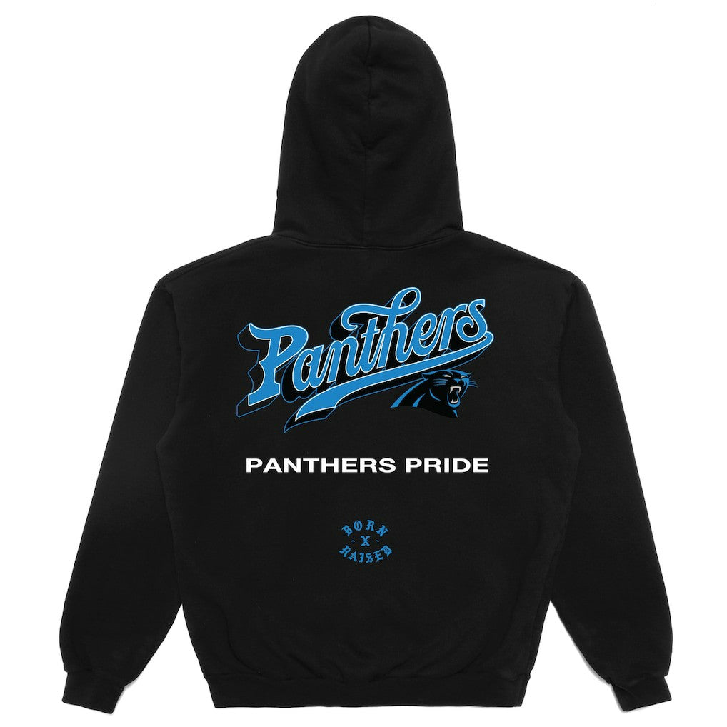 Carolina Panthers Born x Raised Unisex Pro Script Hoodie - Black Hoodies