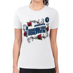 Minnesota Timberwolves G-III 4Her by Carl Banks Women's Super-Slim Fit Lightweight Roses Crew Neck T-Shirt White outlet