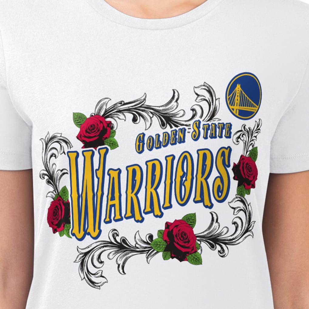 Golden State Warriors G-III 4Her by Carl Banks Women's Super-Slim Fit Lightweight Roses Crew Neck T-Shirt White outlet