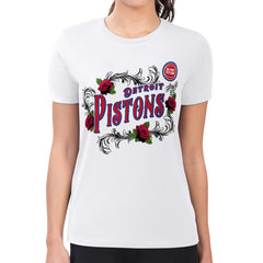 Detroit Pistons G-III 4Her by Carl Banks Women's Super-Slim Fit Lightweight Roses Crew Neck T-Shirt White outlet