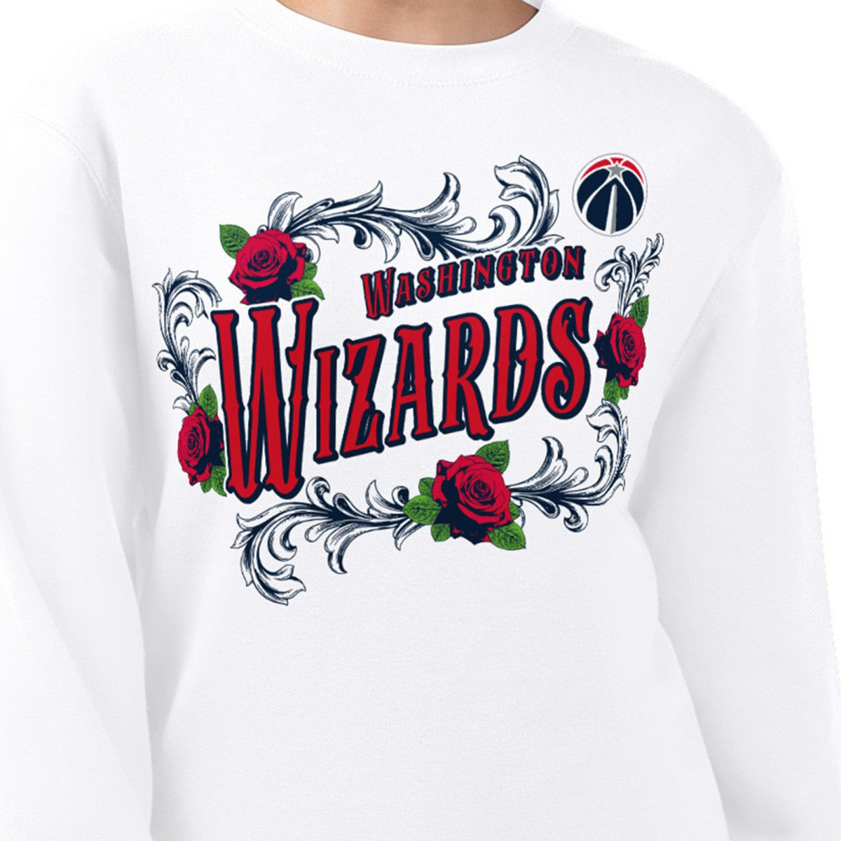 Washington Wizards G-III 4Her by Carl Banks Women's Roses Fleece Tri-Blend Sweatshirt White
