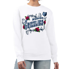 Memphis Grizzlies G-III 4Her by Carl Banks Women's Roses Fleece Tri-Blend Sweatshirt White